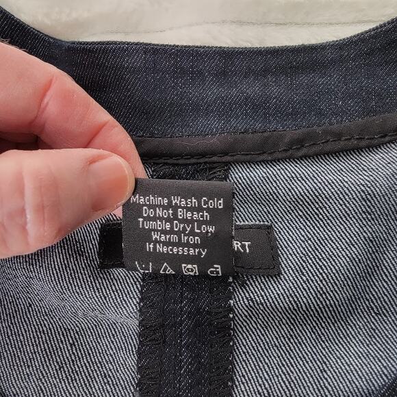 Ashley Stewart Plus 3X Denim Cropped Jacket Lattice Shoulder Detail Bolero Boho - Picture 8 of 9